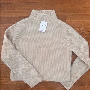 & Other Stories Cream Ribbed Turtleneck Sweater